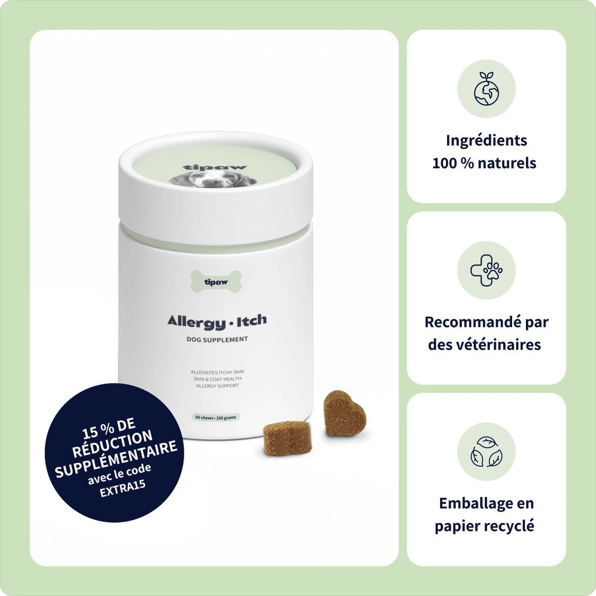 Complement Allergy Itch de Tipaw avec 15 pourcent de reduction
